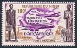 Niger C22,MNH.Michel 23. Air Afrique 1962.Modern,Ancient Africa.Plane,Map,Sheep. - Niger (1960-...)