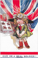 Carte Anglaise - Fillette, Drapeaux - Give Me A Real Soldier - Sonstige & Ohne Zuordnung