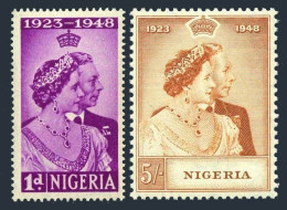 Nigeria 73-74, Hinged. Mi 64-65.  Silver Wedding, 1948. George VI, Elizabeth. - Nigeria (1961-...)