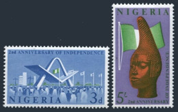 Nigeria 132-133, MNH. Mi 123-124. Independence,2nd Ann.1962. Monument,Head,Flag. - Nigeria (1961-...)