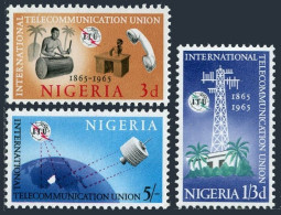 Nigeria 175-177, MNH. Michel 166-168. ITU-100,1965. Drummer,Satellite,Telephone. - Nigeria (1961-...)