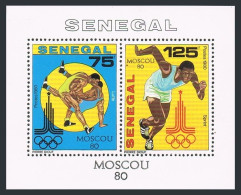 Senegal 539, MNH. Michel 736-737 Bl.38. Olympics Moscow-1980. Wrestling, Running - Senegal (1960-...)