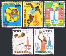 Senegal 534-538,539, MNH. Michel 731-735, Bl.38. Olympics Moscow-1980. Judo, - Sénégal (1960-...)