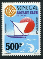 Senegal 730, MNH. Michel 929. Dakar Rotary Club, 45th Ann. 1987, Sail, Sun. - Sénégal (1960-...)