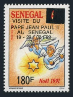 Senegal 975,MNH.Michel 1178. Visit Of Pope Jean Paul II,1992.Angels,surcharged. - Sénégal (1960-...)