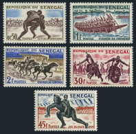 Senegal 202-206,MNH.Mi 245-249. Sport 1961. Wrestling, Pirogues Racing, Horse, - Senegal (1960-...)