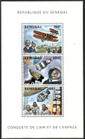 Senegal 494 Sheet, MNH. Mi 683-685 Bl.33. Wright Brother Flight-75, 1978. Space. - Sénégal (1960-...)