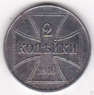 Monnaie Militaire . 2 Kopeks 1916 J Hambourg , En Fer , KM# 22 - Altri & Non Classificati