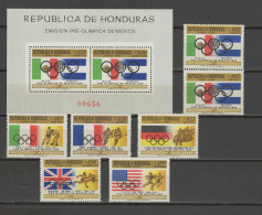 Honduras 1968 Olympic Games Mexico, Athletics, Equestrian, Boxing Etc. Set Of 7 + S/s MNH - Zomer 1968: Mexico-City
