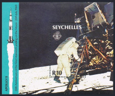 Seychelles 680, MNH.Michel Bl.32. Moon Landing,20, 1989. Apollo 15. Buzz Aldrin. - Seychelles (1976-...)