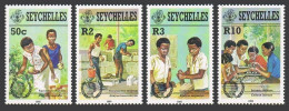 Seychelles 577-580, MNH. Mi 593-596. Youth Year IYY-1985. Agriculture, Carpenrty - Seychelles (1976-...)