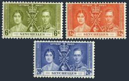 Seychelles 122-124, MNH. Mi 118-120. Coronation 1937. King George VI, Elizabeth. - Seychellen (1976-...)