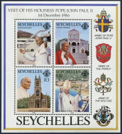Seychelles 609a Sheet,MNH.Michel 625-628 Bl.30. Visit Of Pope John Paul II,1986. - Seychellen (1976-...)