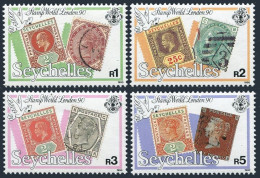 Seychelles 704-707,708,MNH.Michel 718-721,722 Bl.35. Penny Black-150.LONDON-1990 - Seychelles (1976-...)
