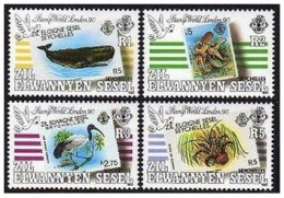 Seychelles Zil Sesel 166-170, MNH. Mi 179-182. Whale, Octopus, Ibis, Crab, 1990. - Seychelles (1976-...)