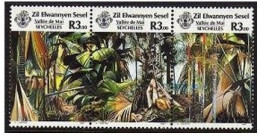 Zil Elwannyen Sesel 140 Ac Strip, MNH. Michel 146-148. Mai Valley Forest, 1987. - Seychellen (1976-...)
