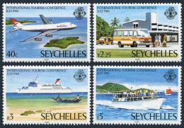 Seychelles 456-459,MNH.Michel 465-468. Tourism 1980.Plane,Bus,Ocean Liner,Boat, - Seychelles (1976-...)