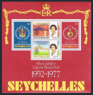 Seychelles 387a Sheet,MNH. Mi Bl.8. Reign Of QE II Silver Jubilee,1977.Arms,Orb. - Seychelles (1976-...)