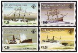Seychelles Zil Elwannyen Sesel 179-182, MNH. Michel 191-194. Shipwrecks, 1991. - Seychellen (1976-...)