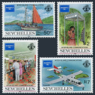 Seychelles 597-600,MNH.Michel 613-616. AMERIPEX-1986:Communications,Ship,Plane. - Seychellen (1976-...)