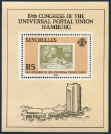 Seychelles 546, MNH. Michel Bl.23. UPU-110, 1984. 19th Congress, Hamburg. - Seychellen (1976-...)