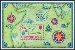 Seychelles 284,MNH.Mi Bl.2. Map Showing Location Of Seychelles, Fish, Ships,1971 - Seychelles (1976-...)