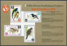 Seychelles 360a,MNH.Michel Bl.6. Pan African Ornithological Congress 1976.Birds. - Seychelles (1976-...)