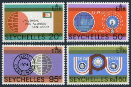 Seychelles 317-320,MNH.Michel 322-325. UPU-100.Globe,envelope,cancellation. - Seychellen (1976-...)