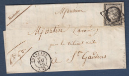Lot Et Garonne - Cérès N° 3 Et Cachet 15 Tonneins Sur Lettre Pour St Gaudens - 1849-1876: Période Classique