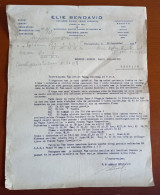 Lot #1   Israel - Jewish Judaica - 1939 Factura ,  Invoice  Document  ELIE BENDAVID - Thessaloniki Greece - Andere & Zonder Classificatie