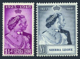 Sierra Leone 188-189,hinged.Mi 169-170. Silver Wedding,1948.George VI,Elizabeth. - Sierra Leona (1961-...)