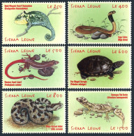 Sierra Leone 2384-2389, MNH. Reptiles 2001. Dwarf Chameleon, Cape Cobra, Lizard, - Sierra Leone (1961-...)
