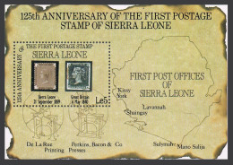 Sierra Leone 656, MNH. Mi Bl.24. Postage Stamps-125.Penny Black,Printing Presses - Sierra Leone (1961-...)