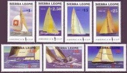 Sierra Leone 836-842, 843. MNH. Michel 964-970,Bl.58. America's Cup,1987.Yachts. - Sierra Leona (1961-...)