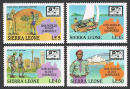 Sierra Leone 924-927,928,MNH.Michel 1046-49,Bl.70.World Scout Jamboree,Australia - Sierra Leona (1961-...)