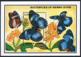 Sierra Leone 1640-1642,MNH.Michel Bl.222-224. Butterflies 1993.Blue Diadem,Leaf, - Sierra Leona (1961-...)