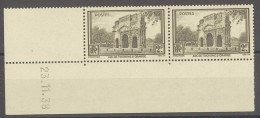 Yvert 389 - Arc De Triomphe D' Orange   - 2 Timbres Neuf Sans Traces De Charnières -  Bord De Feuille Daté :23.11.38 - Other & Unclassified