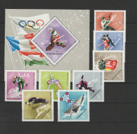 Hungary 1967/1968 Olympic Games Grenoble Set Of 8 + S/s MNH - Winter 1968: Grenoble