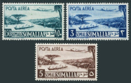Somalia C27-C26,hinged.Mi 262-264. Air Post 1950. River, Vessels, Airplane. - Somalie (1960-...)