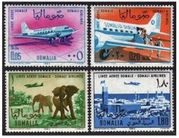 Somalia 276-277, C97-C98, MNH. Michel 64-67. Air Lines 1964. Planes. Elephants - Somalia (1960-...)