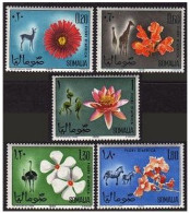 Somalia 282-286, MNH. Michel 79-83. Gazelle, Giraffes, Flamingos,Zebras,Flowers. - Somalie (1960-...)