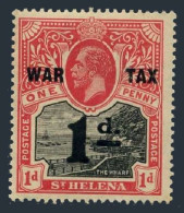St Helena MR2, MNH. Michel 55. War Tax Stamps 1919. The Wharf, Surcharged. - Sainte-Hélène