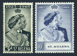 St Helena 130-131,hinged. Mi 113-114. Silver Wedding, 1948. George VI,Elizabeth. - Sint-Helena