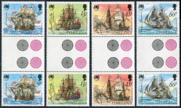 St Helena 493-496 Gutter, MNH. Mi 483-486. Australia-200, 1988. Ships,Signatures - Sint-Helena