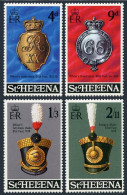 St Helena 240-243, MNH. Michel 227-230. Regimental Emblems 1970. Shako Plate. - Sainte-Hélène