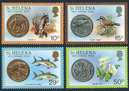 St Helena 416-419, MNH. Michel 406-409. New Coinage 1984. Donkey,Bird,Tuna,Lily. - Isla Sta Helena