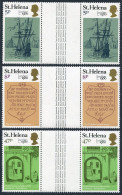 St Helena 338-340 Gutter,340a,MNH.Michel 327-329,Bl.5. LONDON-1980.Ship,Stone. - Sainte-Hélène