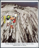 Tanzania 1125, MNH. Mi Bl.. Mickey Mouse, 65th Ann. Kilimanjaro Uhuru Peak. - Tanzania (1964-...)