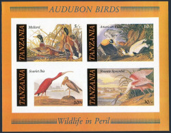 Tanzania 309a Imperf, MNH. Mi Bl.55B. Audubon's Birds 1986. Mallard, Smpoonbill, - Tanzanie (1964-...)