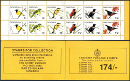 Tanzania 606-611a Booklet, MNH. Michel 735-740 MH. Birds 1991. - Tanzania (1964-...)